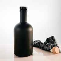 Bouteille de gin en verre noir mat 500 ml 750 ml, bouteille de spiritueux, de liqueur, de vodka, de vin en verre noir givré 750 ml, bouteille d'huile d'olive en verre