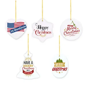 DIY custom personalized hanging decoration wholesale blank sublimation christmas ceramic mdf ornaments