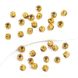 Perles martelées en acier inoxydable 4 mm plaquées or, forme géométrique, accessoires de bijoux pour la fabrication de colliers DIY - Product Image 4