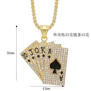 yunnique Stainless Steel Gold Plated Rhinestone <b>Playing</b> <b>Card</b> Straight Flush Pendant Necklace Unisex Party Jewelry - Product Image 4