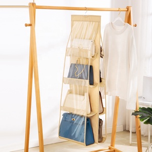 New <strong>Handbag</strong> Storage Hanging Bag Household Wardrobe Transparent Storage Bag Double-sided Hanging Organizer Bag