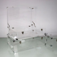 Casier empilable en acrylique coffre vintage avec serrure meubles boîte de rangement en acrylique transparent vitrine vêtements rangement coffre organisateur