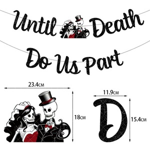 Drapeau en forme <span class=keywords><strong>de</strong></span> cœur noir « Jusqu'à <span class=keywords><strong>la</strong></span> <span class=keywords><strong>mort</strong></span> nous sépare » pour Halloween, fête à thème mariage, décoration <span class=keywords><strong>de</strong></span> gâteau tête <span class=keywords><strong>de</strong></span> <span class=keywords><strong>mort</strong></span>, demande en mariage, décoration d'Halloween - Product Image 5