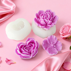 قوالب سيليكون ثلاثية الأبعاد على شكل زهور وورود صديقة للبيئة وآمنة للغسل في غسالة الأطباق لصنع الشموع والصابون وتزيين الكعك والحلويات يدويًا - Product Image 2