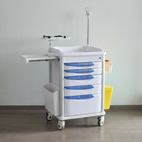 Chariot médical d'urgence moderne à roulettes, chariot d'hôpital en alliage d'aluminium, station de rangement multi-tiroirs pour clinique