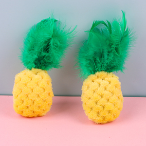 Juguetes interactivos de peluche con hierba gatera y plumas para mascotas, venta al por mayor, lindos juguetes con forma de piña para perros y gatos - Product Image 3