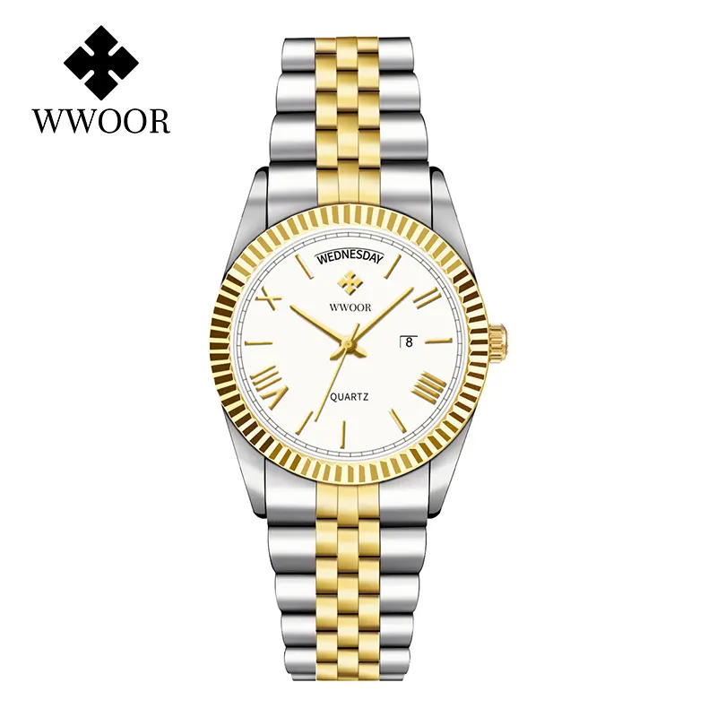 Mens Wristwatches Dress Gold Watch Man Crystal Quartz Watches Stainless Steel Waterproof Silver Clock Custom Logo Watches 2022