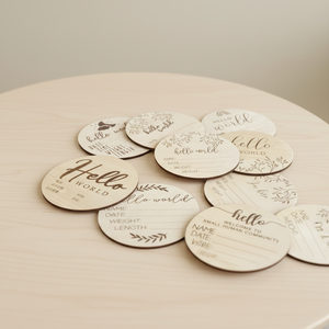 Cartes de développement mensuel en bois pour bébé, accessoires photo « Hello World » pour nouveau-né, disques d'annonce de naissance, souvenir de croissance mensuelle, décoration de chambre d'enfant - Product Image 6
