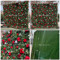 DKB Künstliche Blumenwand 8x8 ft Staubrosa Grün und Weiß Tropische Blumen Hintergrundwand 10x10 Weihnachts-Blumenwand