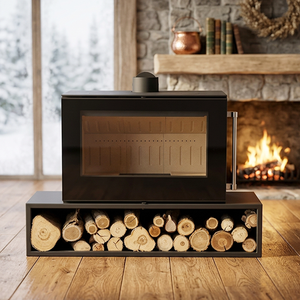 Cheminée autoportante <span class=keywords><strong>en</strong></span> bois à écran plein <span class=keywords><strong>en</strong></span> <span class=keywords><strong>verre</strong></span> certifiée CE, haute efficacité 89%, chauffage 19/23KW pour Villa, Hôtel, Restaurant, OEM ODM - Product Image 1