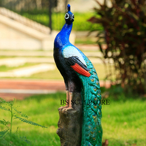 Decorazione da giardino all'ingrosso a grandezza naturale in fibra di vetro pavone statua in resina scultura - Product Image 4