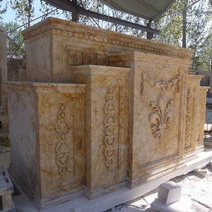 Diseño de <span class=keywords><strong>Altar</strong></span> para el Hogar en Piedra Travertino Amarilla Religiosa Tallada a Mano - Product Image 2