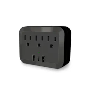 New Product Many 3 AC and 3 USB Wall Outlet Plug With Type C PD 18W US Standard Power Socket