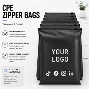 ถุงซิปล็อคพลาสติกใสแบบกำหนดเอง CPE สำหรับเสื้อผ้า ถุงซิปแบบฝ้าพร้อมโลโก้ ถุงซิปล็อค - Product Image 1