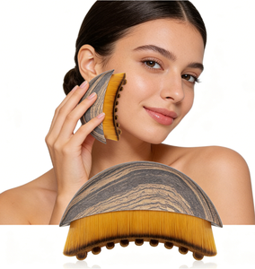 Brosse de massage <span class=keywords><strong>Gua</strong></span> <span class=keywords><strong>Sha</strong></span> pour drainage lymphatique, brosse corporelle pour brossage à sec, outil de yoga, s'adapte parfaitement à la peau, soulage la fatigue, poils synthétiques - Product Image 1