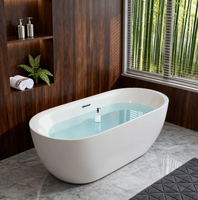Baignoire autoportante en acrylique de style européen, finition blanc brillant, logo personnalisé, emballage en carton, stock en gros, OEM/ODM