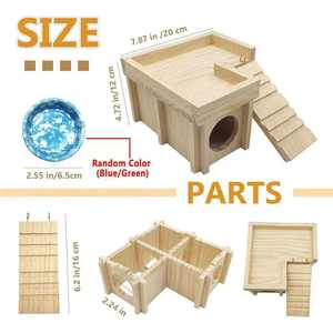 Jaula de Madera Sólida Plegable para Hámster, Tipo Villa, con Múltiples Habitaciones, Escalera de <span class=keywords><strong>Escape</strong></span>, Moderna, para Hámster, Conejo, Gallina, Sala de Estar - Product Image 6
