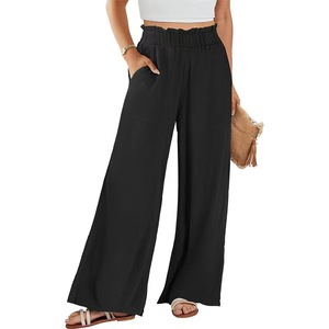 Pantaloni Palazzo Estivi da Donna in Cotone e <span class=keywords><strong>Lino</strong></span>, Larghi e Fluidi, con Tasche, Ideali per la Spiaggia - Product Image 1