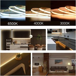 Bande lumineuse <span class=keywords><strong>LED</strong></span> COB USB 5V flexible sans points pour vitrine de magasin, étagère, signalisation commerciale, éclairage - Product Image 4
