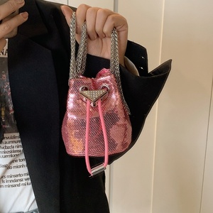 Rhinestone Luxurious Women's Pearl Bag Wedding Clutch Bag Single Shoulder <b>Purse</b> with Iron Chain Drawstring Evening Bag - Product Image 3