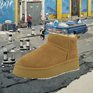 Bottes de neige unisexes en daim de vache imperméables, chaussures d'hiver chaudes pour femmes, doublure en fourrure de mouton épaisse, décontractées, antidérapantes - Product Image 3