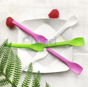 Vente en gros jetable 100% compostable amidon de maïs 6 pouces cuillère à glace en plastique mini yaourt cuillère à crème glacée cuillère à fromage - Product Image 2