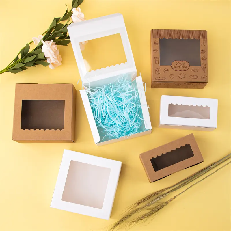 Caja de pastelería con 6 divisores Cupcake Embalaje Cajas de galletas Venta al por mayor Hornear Alimentos Papel Caja de regalo Postre Caramelo Cartón plegable