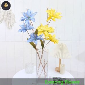 EV 799 Prix raisonnable Fleur de lys en soie Artificielle 3 Fourchettes Fleur de <span class=keywords><strong>lilium</strong></span> Vente en vrac Fleur de lys de mariage - Product Image 6