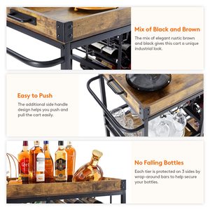 La Maison avec Casier à Vin et Porte-Verres Rustique Roulant <span class=keywords><strong>Chariot</strong></span> <span class=keywords><strong>de</strong></span> Service sur Roues pour Alcool et Liqueur-Personnalisation <span class=keywords><strong>Amazon</strong></span> - Product Image 5
