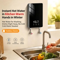 Chauffe-eau électrique à débit instantané 5500W avec écran LED, température constante, pour hôtel, camping-car, voiture, extérieur, usage domestique, salle de bain, en plastique, certifié CE