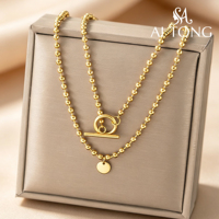 Collier en acier inoxydable plaqué or 18 carats, chaîne serpent, maillons cubains, fermoir OT, colliers superposés pour femmes, bijoux de mode, vente en gros