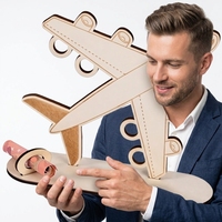 HOLDLEAF Petite boîte à monnaie en bois originale en forme d'avion pour anniversaire - Cadeau de voyage pour femmes et hommes