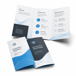 Brochure promotionnelle pliable personnalisée avec impression offset couleur, papier couché mat, motif vague bleue - Product Image 1