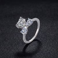 Bague en argent S925 avec moissanite taille cœur et trois pierres, pierre latérale en forme de poire, pour fiançailles et demande en mariage, bijoux fins pour femme