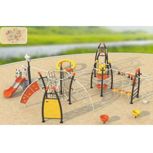 Set da Gioco con Struttura Verde, Tetti a Foglia, Reti da Arrampicata, Scivoli e Altalene, Ecologico, Antiscivolo e Sicuro per Parchi all'Aperto per Bambini - Product Image 3