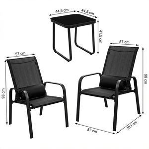 <span class=keywords><strong>Set</strong></span> Bistrot Moderno con Struttura <span class=keywords><strong>in</strong></span> Acciaio, 3 Pezzi, <span class=keywords><strong>Sedie</strong></span> <span class=keywords><strong>da</strong></span> Esterno <span class=keywords><strong>in</strong></span> Rete Traspirante con Poggiatesta, <span class=keywords><strong>Tavolo</strong></span> <span class=keywords><strong>in</strong></span> Vetro per Balcone <span class=keywords><strong>e</strong></span> Hotel, Eco-Friendly - Product Image 6