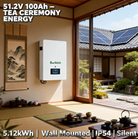 Baterai Lithium 51.2V 48V 100Ah 5kWh untuk Sistem Surya Hibrida yang Dipasang di Dinding