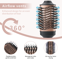 PRITECH Sèche-cheveux 1200W, Brosse à air chaud, Styler et Volumisant, Peigne Lisseur et Rouleau Coiffant, Sèche-cheveux Tout-en-un pour Usage Domestique
