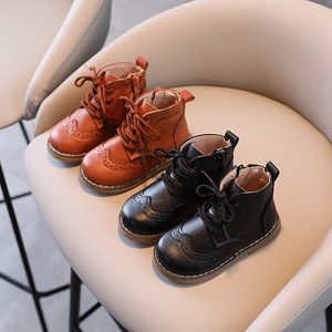 Botas de Combate para Niños y Niñas, Botines Impermeables con Cremallera y Cordones para Niños Pequeños, Botas de Cuero para Niños - Product Image 3
