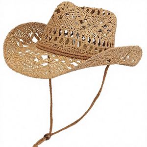 Sombrero de Vaquero de Piel Melesh para Mujer y Hombre con Ala Ancha Moldeable para Sol y Playa Estilo Western - Product Image 1