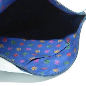 Sacs à maquillage écologiques en denim recyclé, portables, durables, légers, personnalisés avec broderie et impression, sac organisateur de cosmétiques avec fermeture éclair - Product Image 5