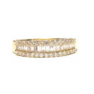HK Envoi Rapide Excellent Bijoux Or Jaune 18k Bonne Qualité Diamant Baguette Cône Large Mince Bagues De Mariage Pour Femmes - Product Image 1