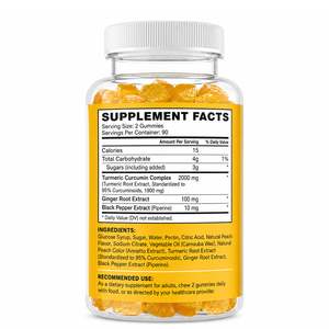 Complément alimentaire à base de curcuma, gommes de curcumine pour adultes, soutien énergétique et immunitaire, extrait de gingembre et de poivre noir, non destiné aux femmes enceintes - Product Image 4