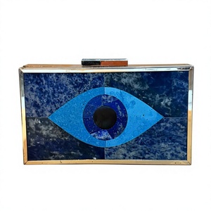 Pochette Evil Eye en Lapis Lazuli, Minaudière de Luxe Faite à la Main en Pierres Précieuses, Sac de Soirée de Créateur, Sac à Main de Mariée - Product Image 1