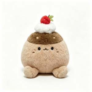 Peluche pudding personnalisée, peluche dessert, adorable animal en peluche en forme de nourriture, peluche pudding aux cerises, peluche pudding avec une cerise sur le dessus - Product Image 1