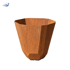 Macetas Modernas de Acero Corten para Exteriores, Diseño Geométrico Minimalista para Decoración de Centros Comerciales - Product Image 6