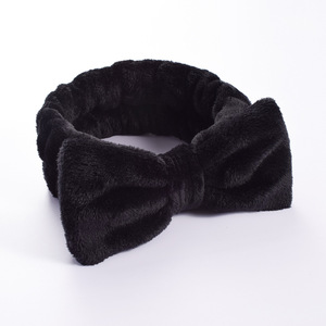 Diadema brillante con logotipo personalizado para mujer, bandanas de pelo de mariposa de algodón negro, diadema de ducha de Spa Facial a la <span class=keywords><strong>moda</strong></span>, absorción de agua - Product Image 6