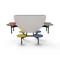 Table de cantine scolaire 8 places avec plateau en panneau, ensemble de restaurant pour extérieur et hôtel, design moderne