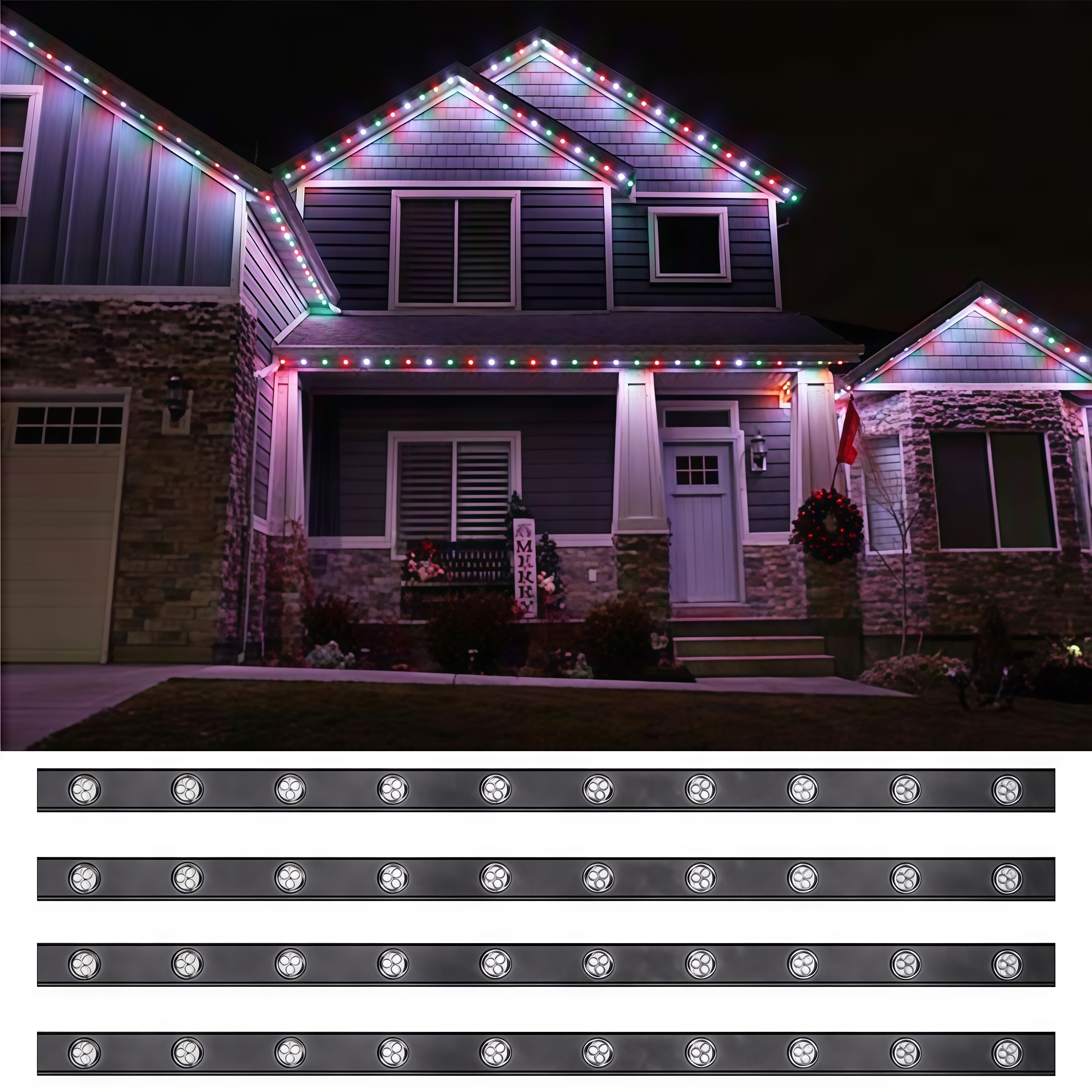 KCX Led Pixel Point Light DC12V RGBW Smart APP Control Christmas Holiday Eaves Lighting Permanent Track Gemstone Light