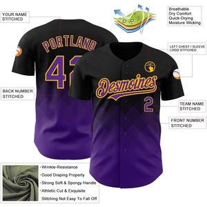 Camisetas de béisbol personalizadas que se desvanecen para hombres y mujeres, ropa de softbol personalizada con botones juveniles y logotipo de número de nombre impreso - Product Image 3